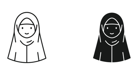 Obraz premium Minimalist nun and monk line art illustration, spiritual symbols, black and white religious figures, vector sketch design
