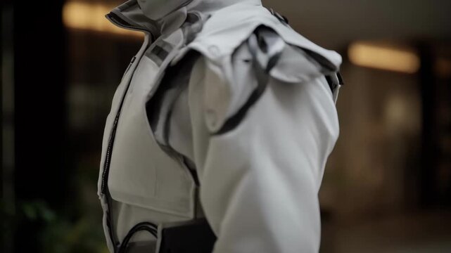 Medium shot capturing a flexible spacesuit with embedded haptic feedback systems enhancing tactile interaction and spatial awareness in zero gravity