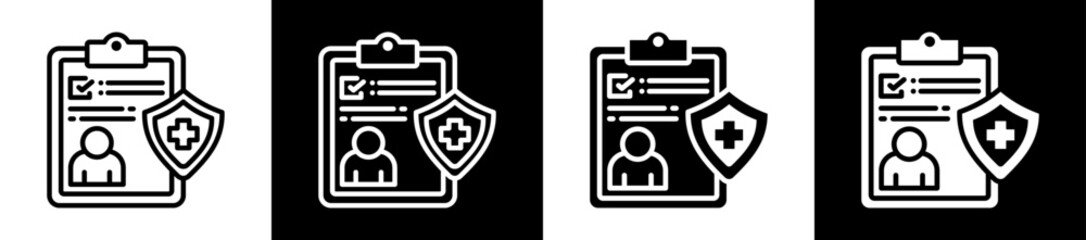 Health Insurance Icon Set In Black And White Filled Style Collection