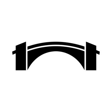 A simple black arched bridge illustration with strong geometric shapes silhouette