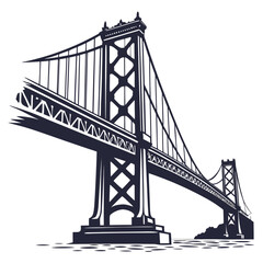 Fototapeta premium A detailed illustration of the iconic golden gate bridge spanning across the water