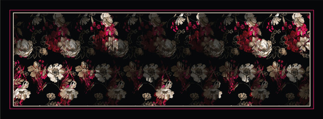 digital floral silk scarf pattern  © remember