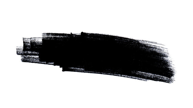 Hand drawn black ink brush stroke texture isolated on white background
