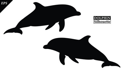 Dolphin Silhouette Vector art illustration Isolated on white background, showing a clean black outline that represents marine life, freedom, and ocean wildlife. Ideal for logos, icons, dolphin vector © Usman Tahir Isolated