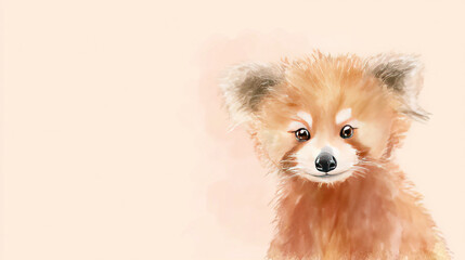 Fototapeta premium Cute red fox cub with soft fur portrait