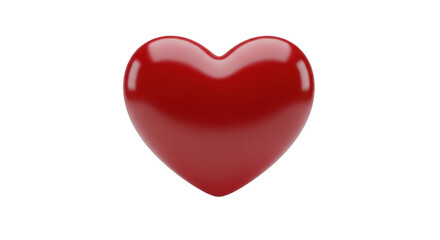 Fototapeta premium Glossy red heart shape romantic love symbol festive valentines day celebration isolated on transparent background