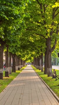 Leerer Gehweg mit B&auml;umen