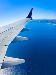 Beautiful view from the plane of low clouds	