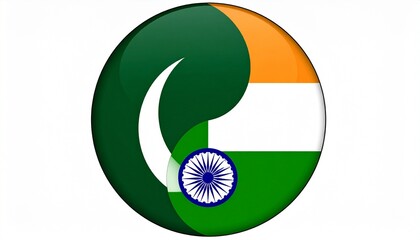   Pakistan and India Split Flag Emblem