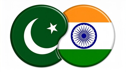   Pakistan and India Split Flag Emblem