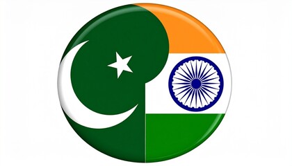   Pakistan and India Split Flag Emblem