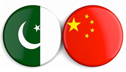 Pakistan and China Flag Badges Side by Side