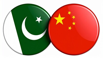 Pakistan and China Flag Badges Side by Side