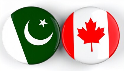 Pakistan and Canada Flag Badges Side by Side