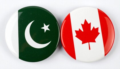 Pakistan and Canada Flag Badges Side by Side