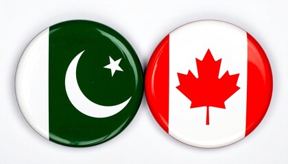 Pakistan and Canada Flag Badges Side by Side