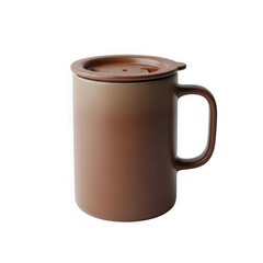 Large gradient brown travel mug with lid isolated on transparent background transparent background