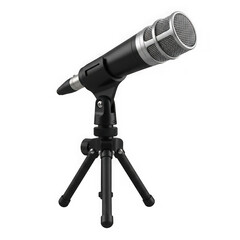 Professional studio microphone on a tripod stand isolated on transparent background transparent background