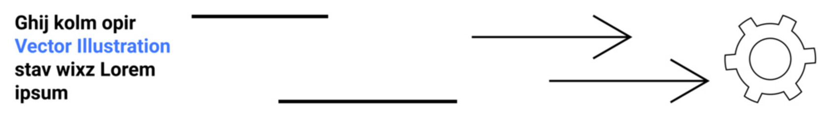 Obraz premium Text lines paired with arrows point to a gear, emphasizing process flow, efficiency, and automation. Ideal for business workflow, teamwork, optimization, strategy, planning system simple landing