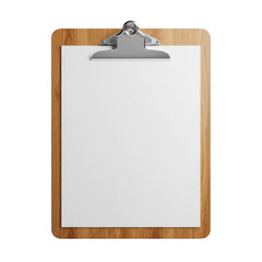 A wooden clipboard with a blank white paper