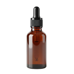 A brown glass bottle with a dropper lid