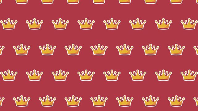 Seamless Crown Pattern Background, Repeating Loopable Animated Royal Crown Flat Vector Icons