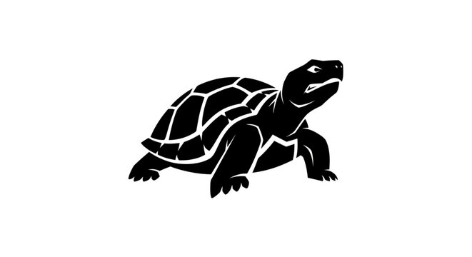 Black turtle silhouette on white background