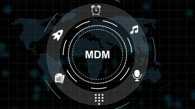 MDM Technology Concept with Futuristic Interface and on Dark Background