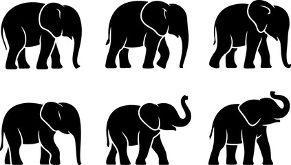 Cute Baby Elephant Set Vector