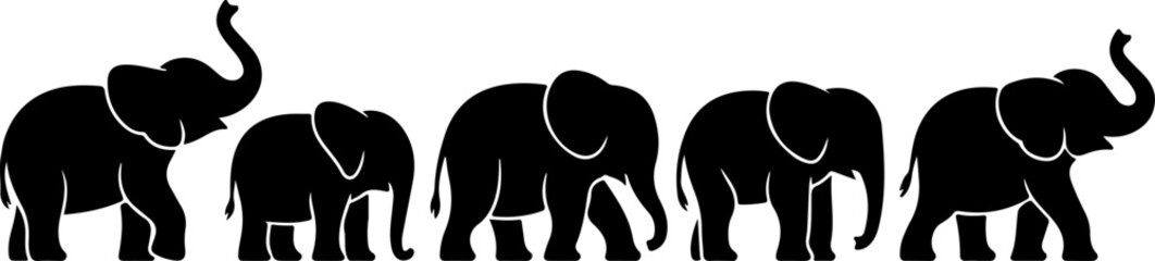 Cute Baby Elephant Set Vector