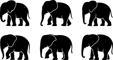 Cute Baby Elephant Set Vector