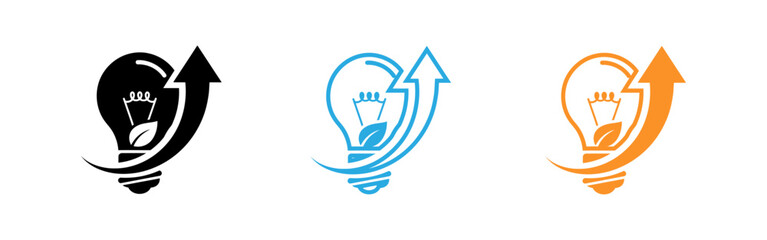 Eco friendly light bulb icons with arrows
