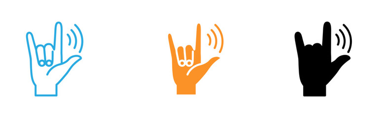 Obraz premium Three hands making the rock on sign with different colors