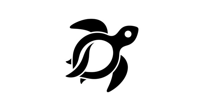 Black turtle silhouette on white background