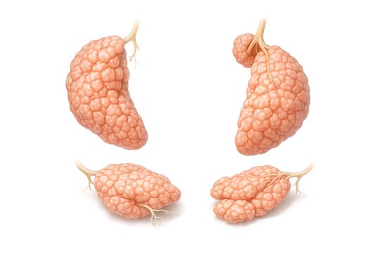 Realistic 3D Illustration of Human Salivary Glands or Pancreas Tissue Isolated on White Background