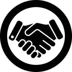 Obraz premium Handshake in a circle partnership and agreement symbol