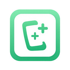 Fototapeta premium Glossy vector icon of a green medical cross symbol for web design illustrating a first aid emergency button or hospital pharmacy sign