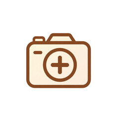 Obraz premium A medical first aid kit box featuring a red cross symbol on an emergency medicine briefcase illustration for health care and travel vector icons