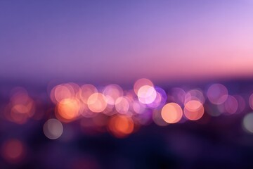 Vibrant abstract bokeh lights at dusk creating a dreamlike cityscape