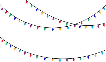Obraz premium Colorful string lights on a white background for festive decoration