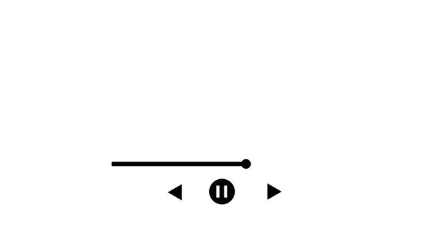 Animation of music player icon isolated .Play or pause button animation. Music or video play bar icon animation