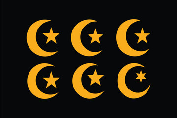 Moon star symbol islamic crescent design Vector