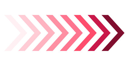 Obraz premium Gradient of pink chevrons moving forward, symbolizing progress, growth, or feminine direction, isolated on white background