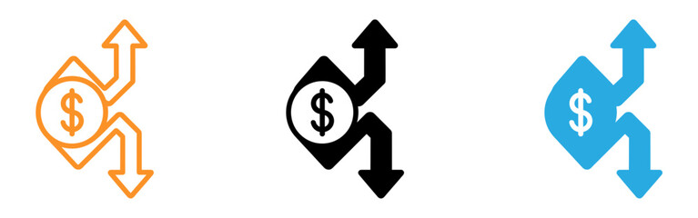 Obraz premium Financial growth and direction icons
