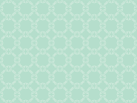 delicate ornate Seamless pattern. Overlay mint green scrollwork with lattice or trellis structure background with Baroque or Rococo accents for luxury wallpaper, stationery, or classic textiles.