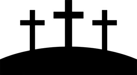 Three Crosses Hill Silhouette Christian Symbol