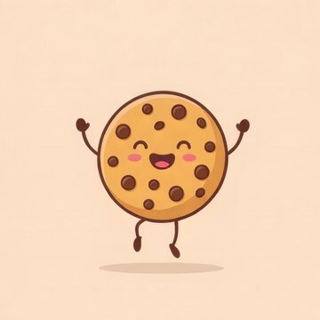 Joyful Cookie Character Celebrating Happiness in Whimsical Illustration Style