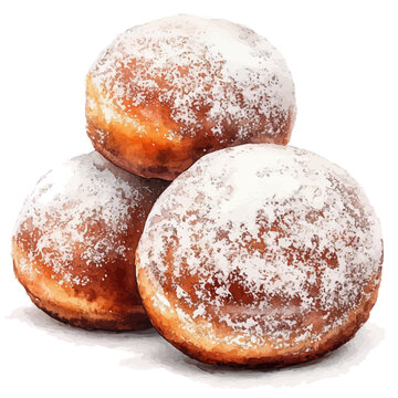 watercolor of Zeppole vector painting, isolated on a white background.