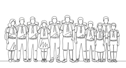 Naklejka premium people, group, illustration, line art