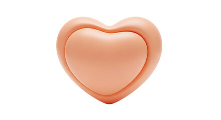 Fototapeta premium Heart 3D glossy icon with soft peach gradient and rounded beveled edges, minimal romantic love symbol isolated on white background for valentines design